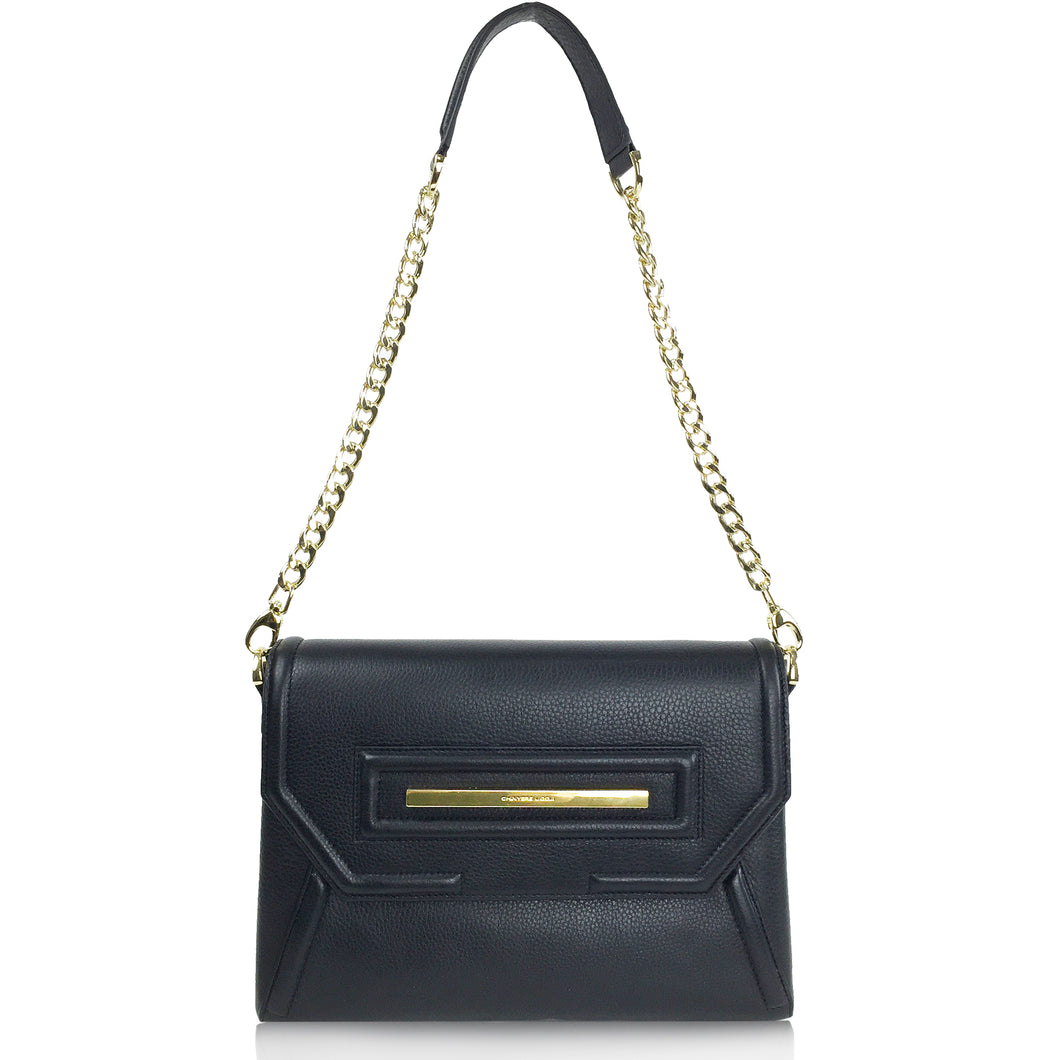 Claudette Portfolio Bag in Black Onyx & Gold