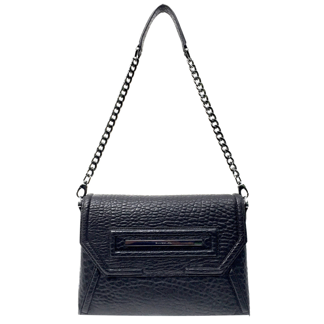Claudette Portfolio Clutch in Pebble Leather Black Onyx